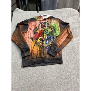 Hogwarts Crest Hoodie All Over Print Pullover Hooded Sweatshirt Size L